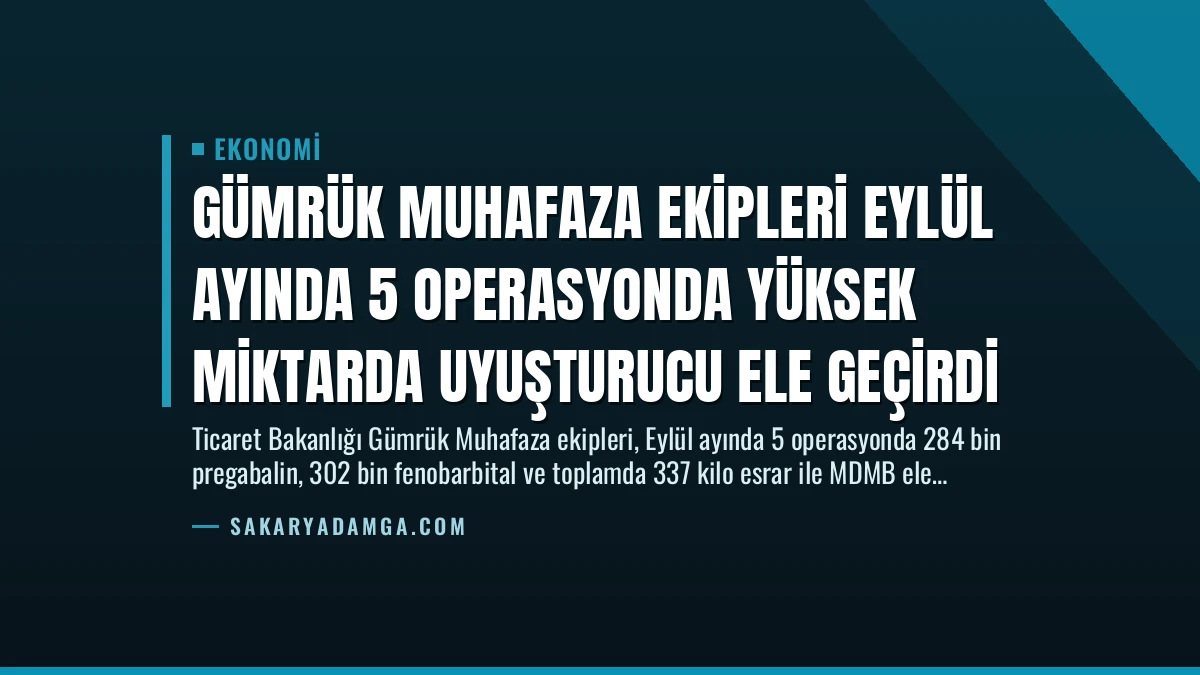 Gümrük Muhafaza Ekipleri Eylül Ayında 5 Operasyonda Yüksek Miktarda Uyuşturucu Ele Geçirdi